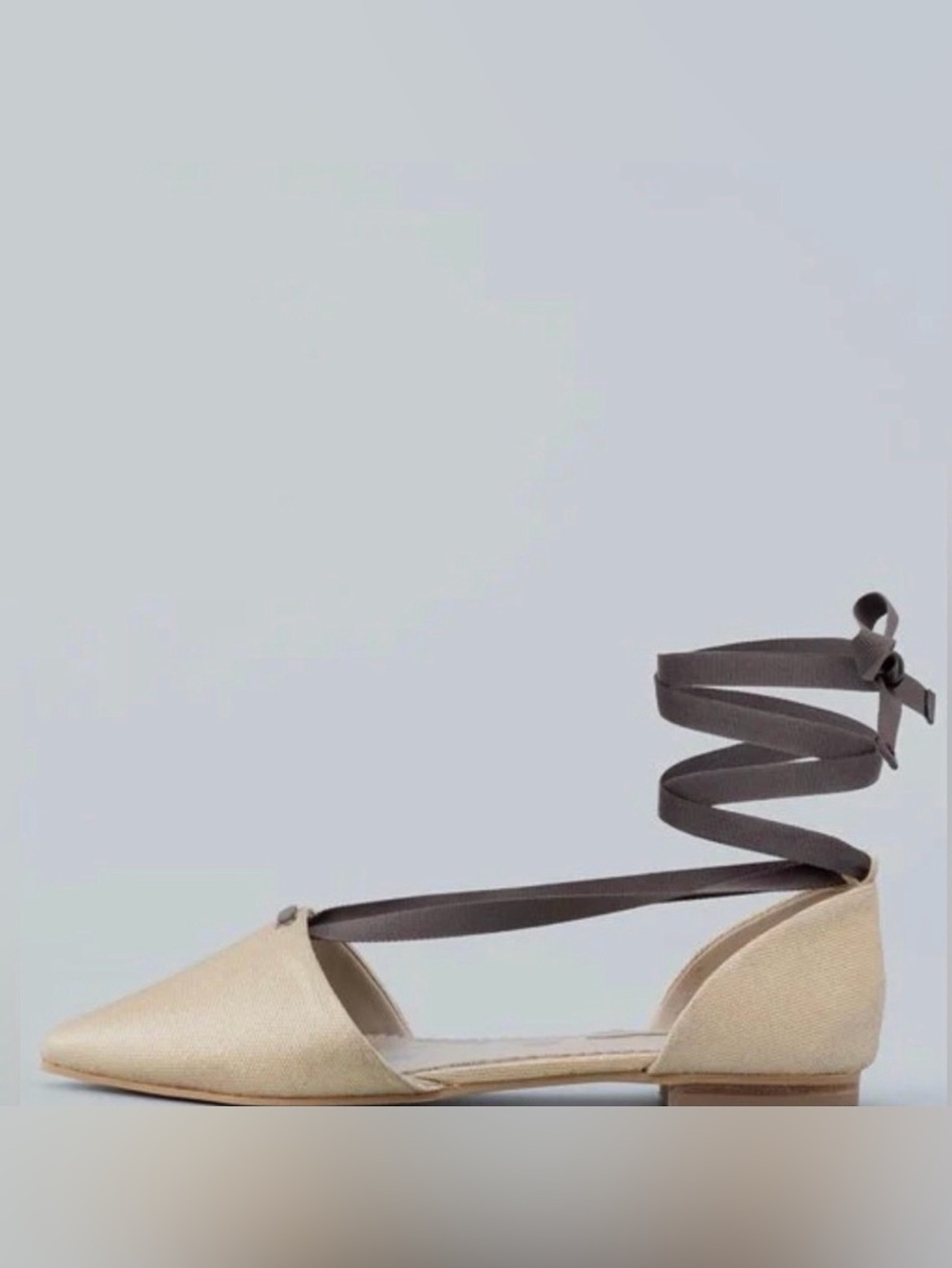 Boden Florence Champagne Metallic Lace Up Ballet Pointed Toe Flats EU 37/ US 6